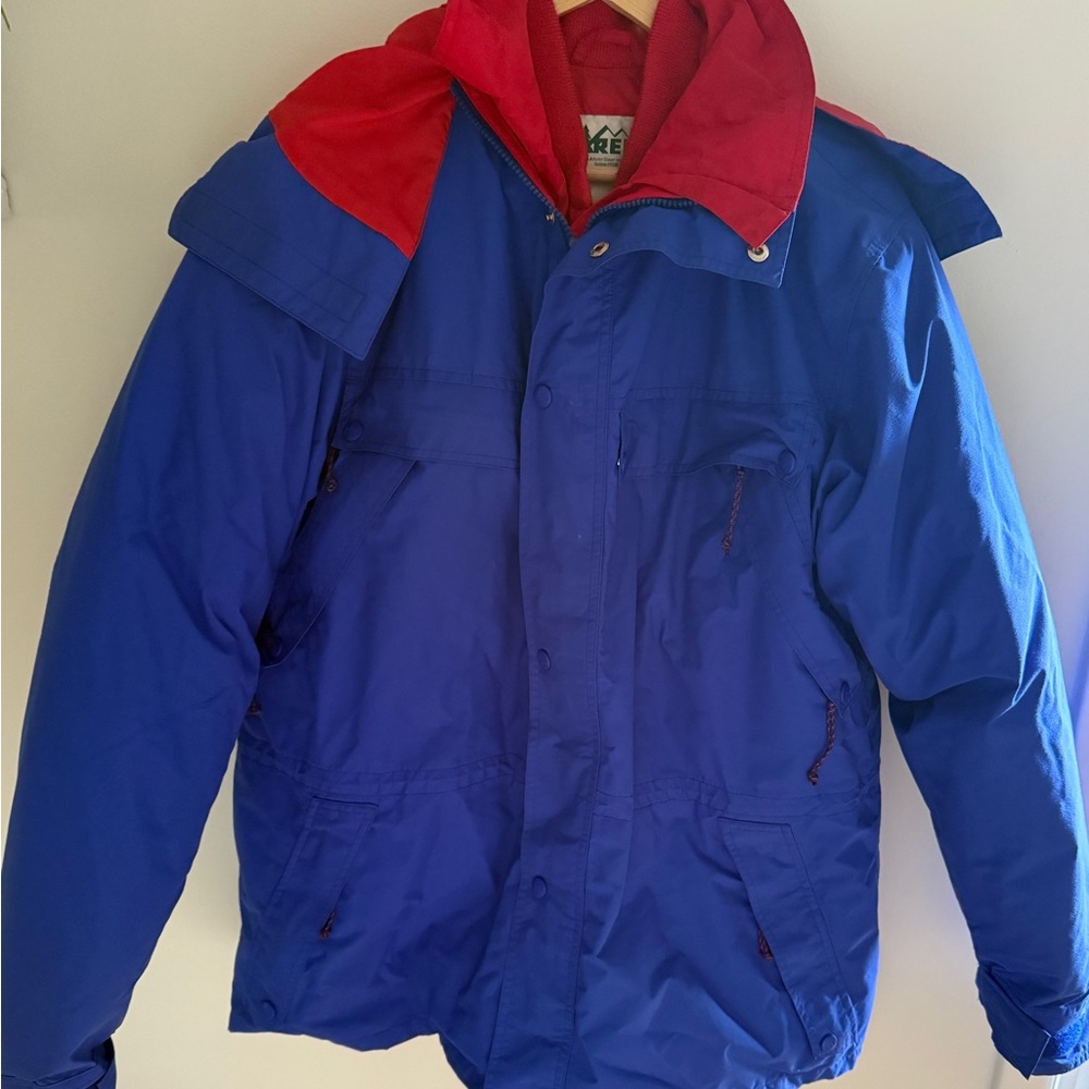 1980’s Rare REI Royal Blue and Red Goose Down Expedition Parka Removable Insert